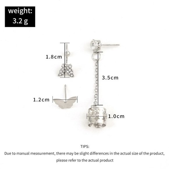 New Silver Beauty Butterfly Glossy Stone Sliver 3Pc Set - Picture 3 of 5